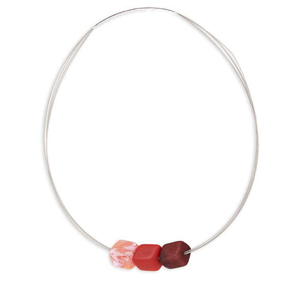 Ketting met mini cubes, Rood mix