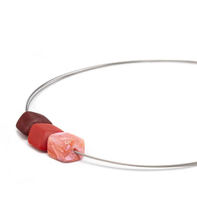 Ketting met mini cubes, Rood mix