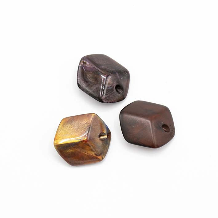 Ketting met mini cubes, bruin tinten