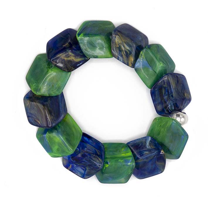 Armband 12 Mini Cubes, groen blauw