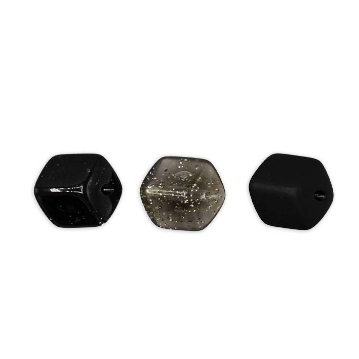 Mini Cubes zwart glitter – set van 3 resin hangers, eindeloos te combineren met andere kleuren.