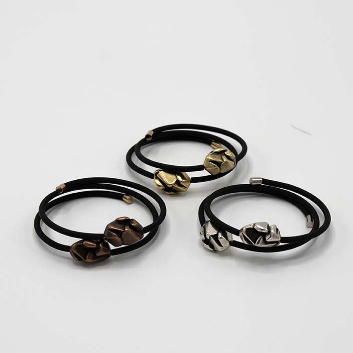 Chunky armband Rocks, Rubber en Zilver