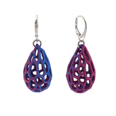 3D geprinte oorbellen - Blue Violet - 100% biologisch afbreekbaar