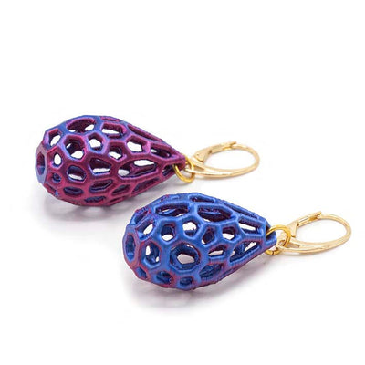 3D geprinte oorbellen - Blue Violet - 100% biologisch afbreekbaar