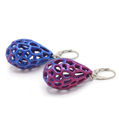 3D geprinte oorbellen - Blue Violet - 100% biologisch afbreekbaar