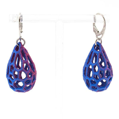 3D geprinte oorbellen - Blue Violet - 100% biologisch afbreekbaar