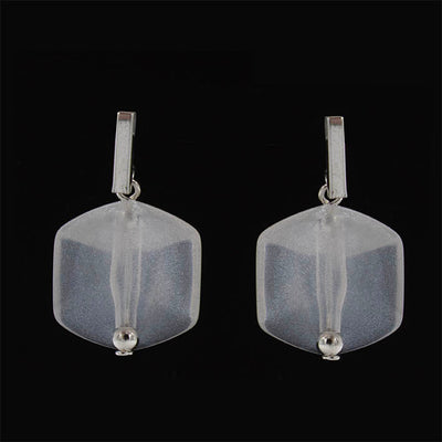 Oorbellen met  1 Cube Wit sparkling white