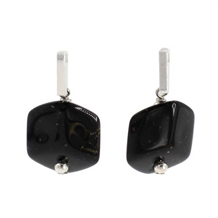 Oorbellen met  1 Cube Black Star