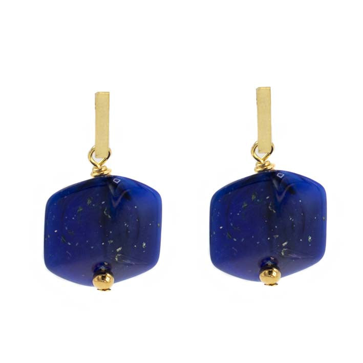 Oorbellen met  1 Cube Blue Star