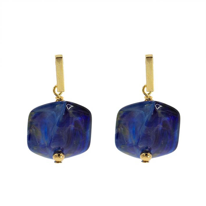 Oorbellen met  1 Cube Peacock