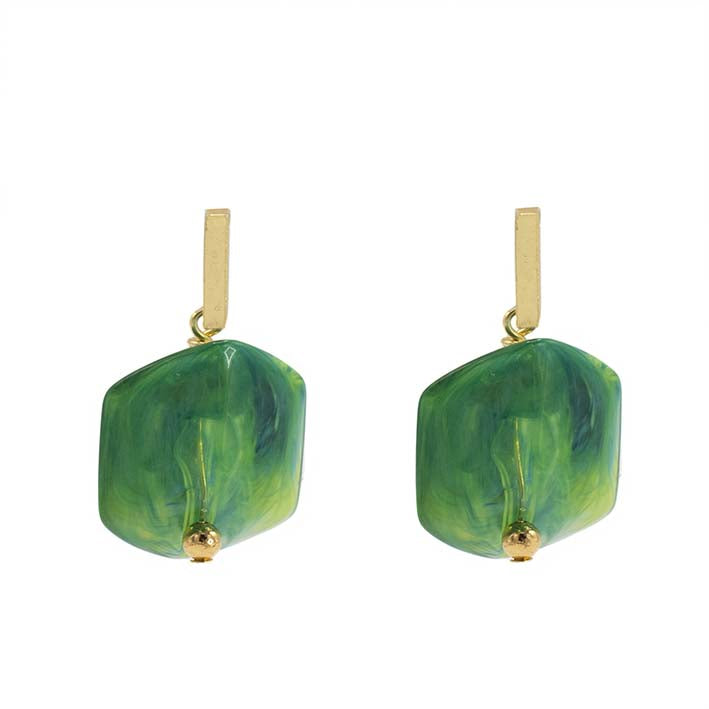 Oorbellen met  1 Cube Seaweed