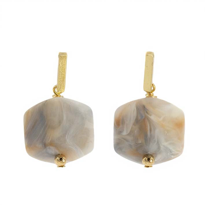 Oorbellen met  1 Cube Stone