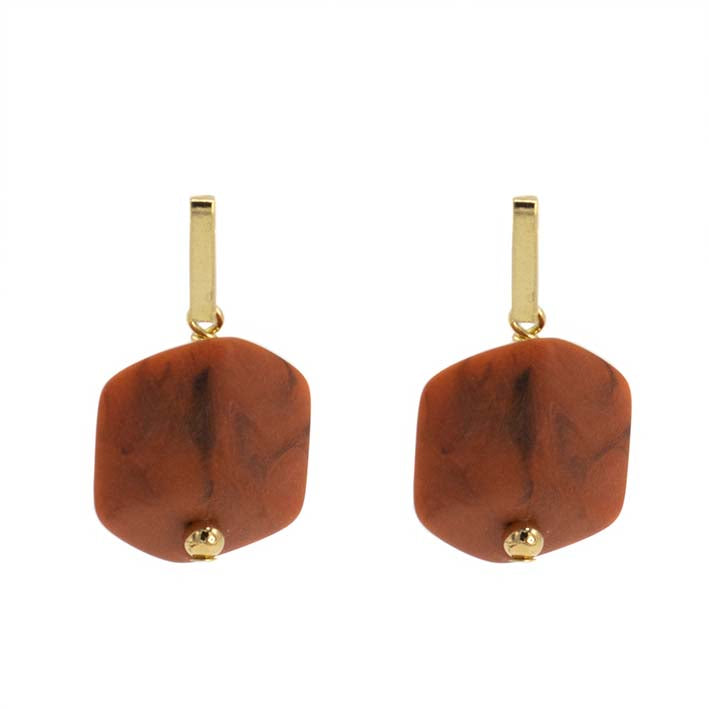 Oorbellen met  1 Cube Vintage Orange