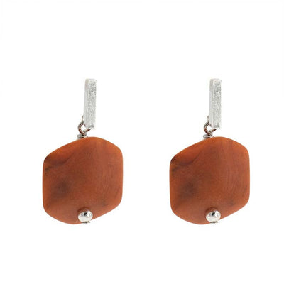 Oorbellen met  1 Cube Vintage Orange