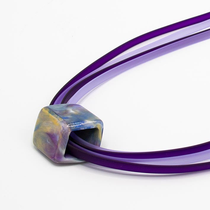 Rubber ketting 4 lijns Ribbon , Purple