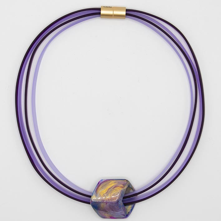 Rubber ketting 4 lijns Ribbon , Purple