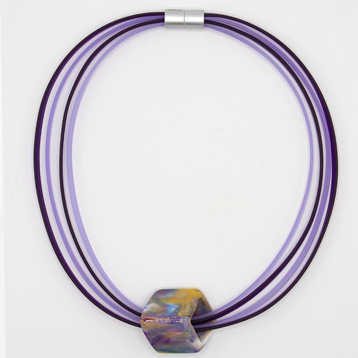 Rubber ketting 4 lijns Ribbon , Purple