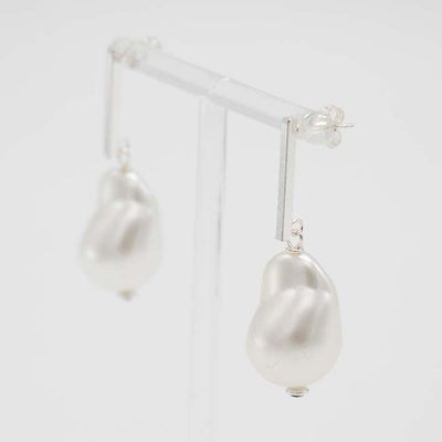 Chunky oorbellen Zilver en Parel, large