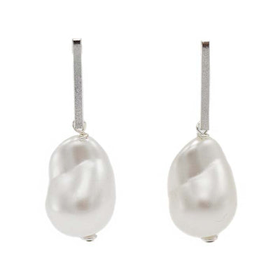 Chunky oorbellen Zilver en Parel, large
