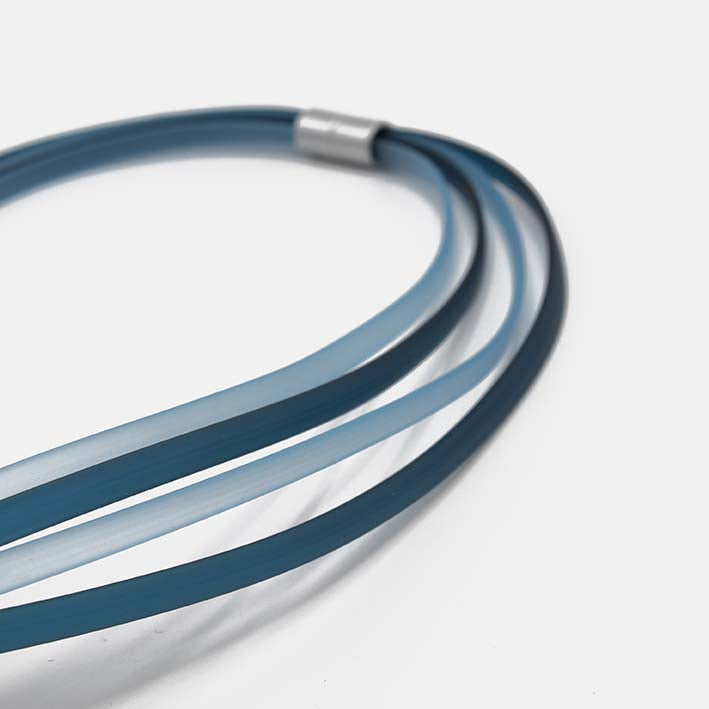 Ketting van rubber, Ribbon,  Aqua & Petrol