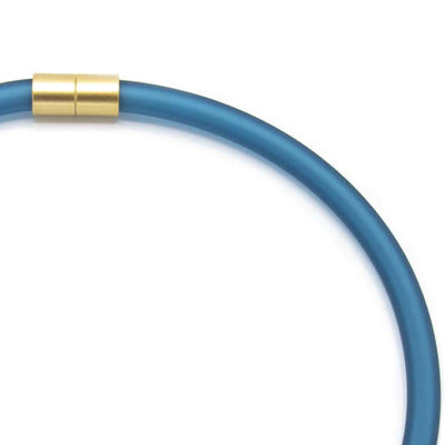 Statement ketting 1-lijns Bold, petrol (8 mm rubber) met Cube Water