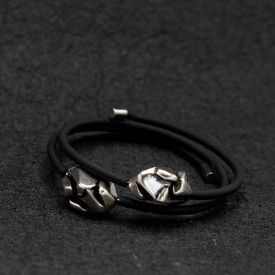 Chunky armband Rocks, Rubber en Zilver