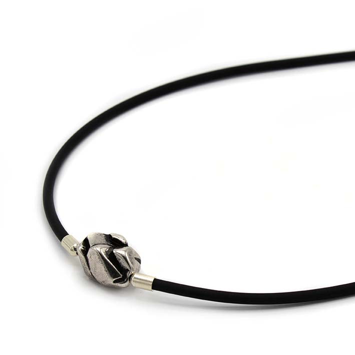 Ketting Rocks Mini Nugget met Rubber en Zilver