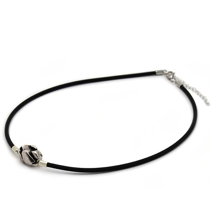 Ketting Rocks Mini Nugget met Rubber en Zilver