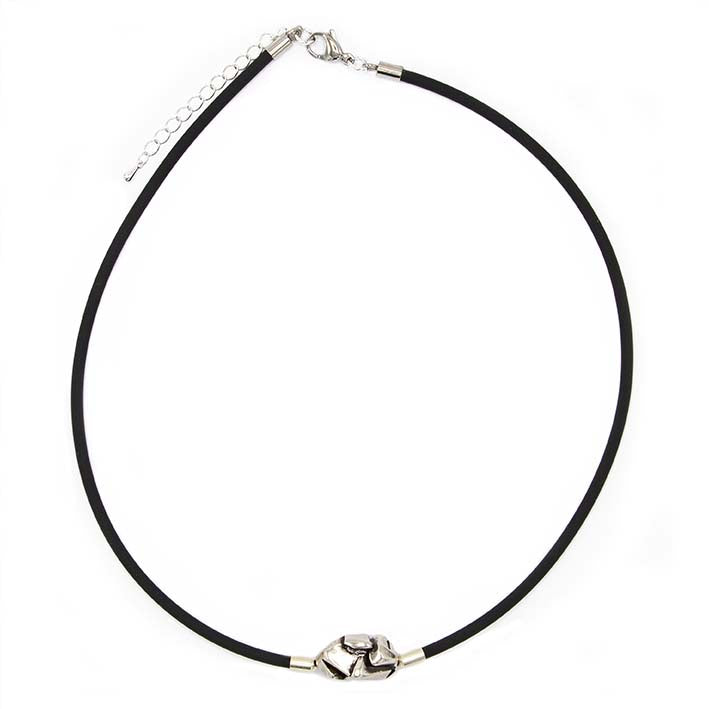 Ketting Rocks Mini Nugget met Rubber en Zilver