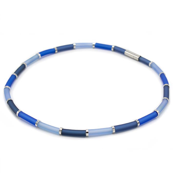 Bits & Pieces, kleurrijke ketting zero waste blauw