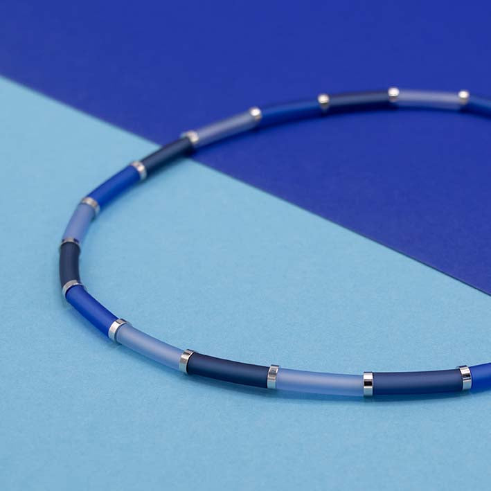 Bits & Pieces, kleurrijke ketting zero waste blauw