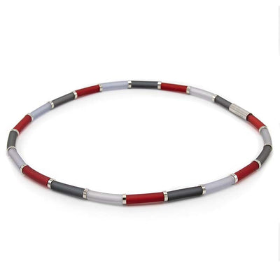 Bits & Pieces, Kleurrijke ketting, rood met grijs