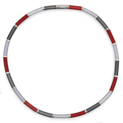 Bits & Pieces, Kleurrijke ketting, rood met grijs