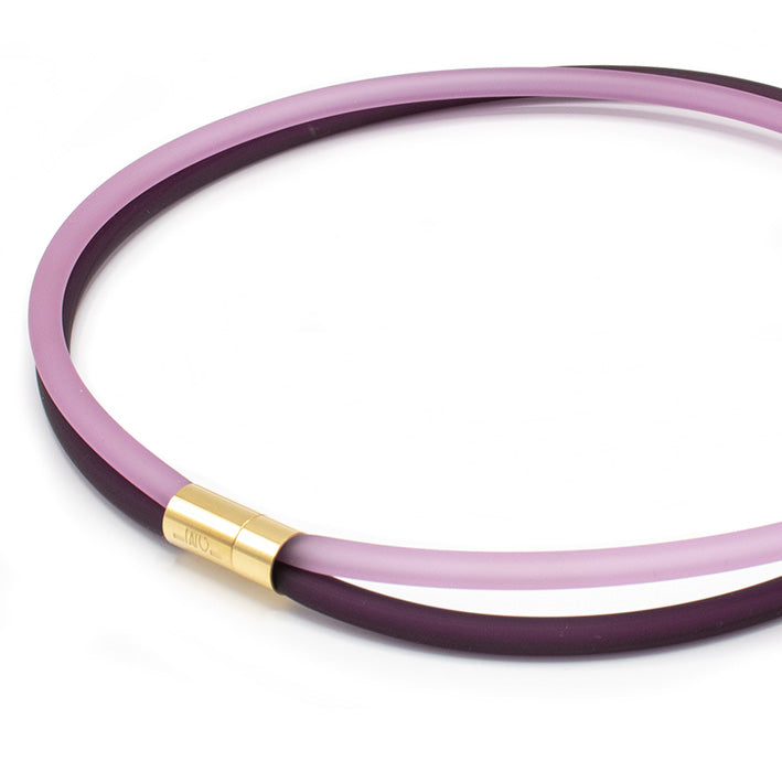 Rubber ketting 2 lijns aubergine/oud roze