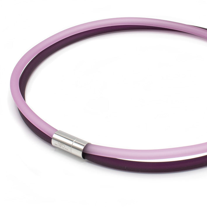 Rubber ketting 2 lijns aubergine/oud roze