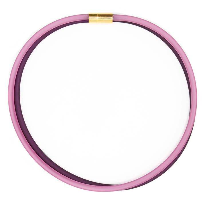 Rubber ketting 2 lijns aubergine/oud roze