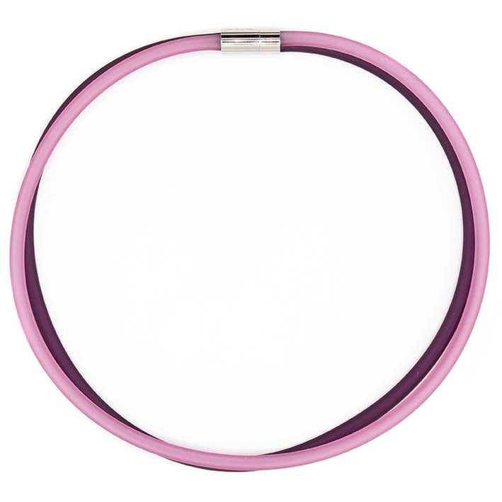 Rubber ketting 2 lijns aubergine/oud roze