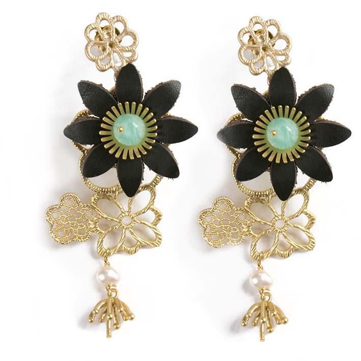 Daisy filigree, amazonite earrings