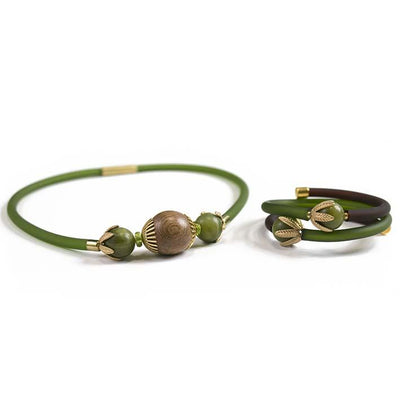Green Bell, serpentine bracelet