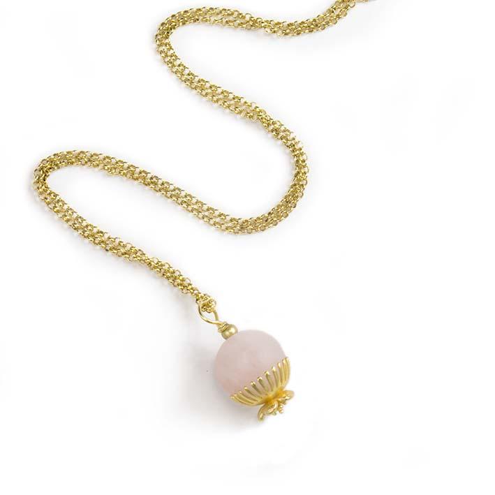 Dandelian, rose quartz pendant