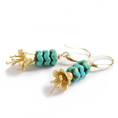 Hibiscus, howlite earrings