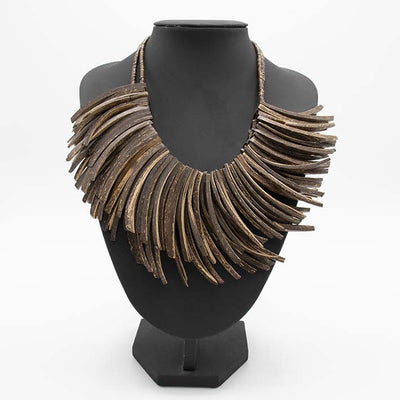 kokosnoot" kraag" ketting donker naturel