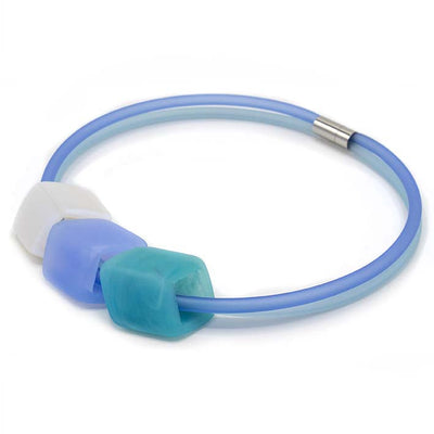 Exclusieve ketting van rubber met 3 Cubes, Forget-me-not