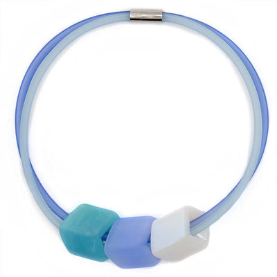 Exclusieve ketting van rubber met 3 Cubes, Forget-me-not