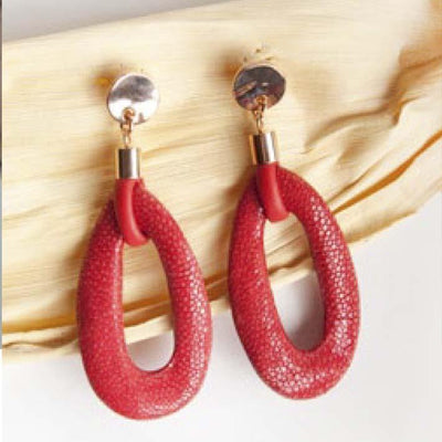 Link L   Stingray oorbellen, rood