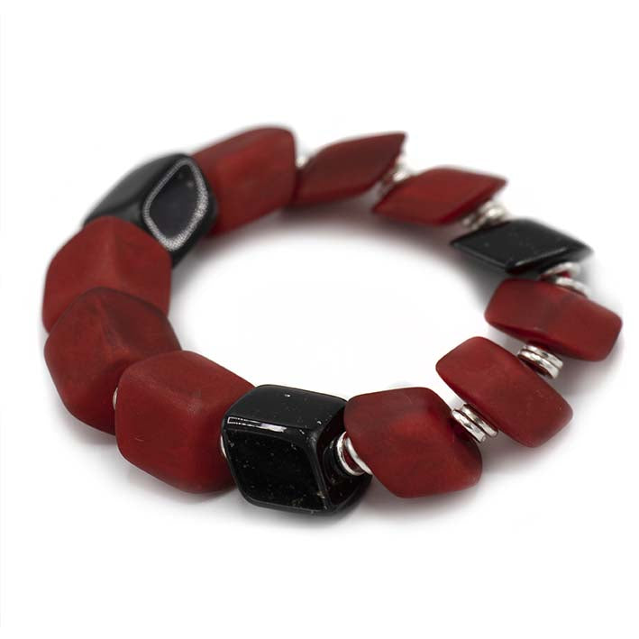 Armband 12 Mini Cubes, zwart/rood