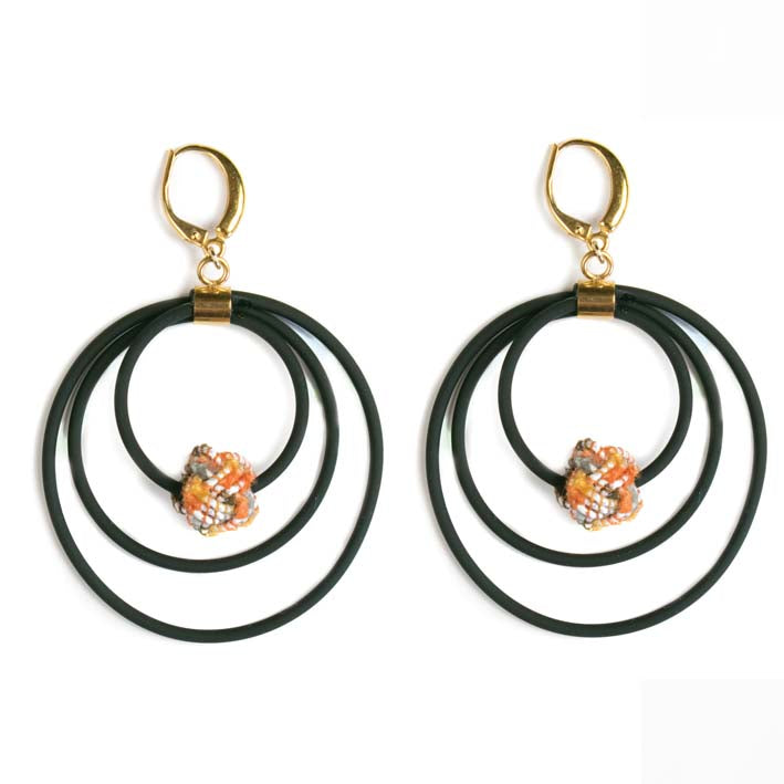 Oorbellen Mizuhiki circles Orange Tassel