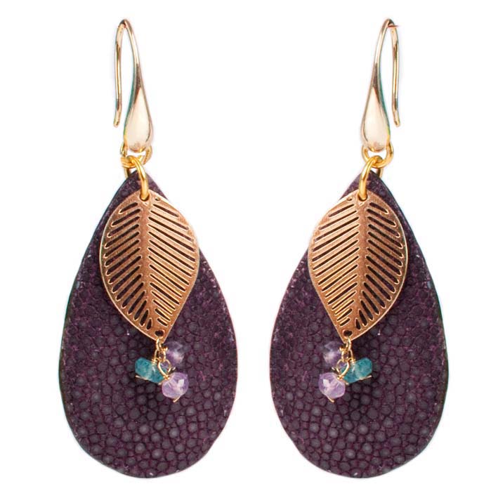 Drop Stingray oorbellen, paars BL
