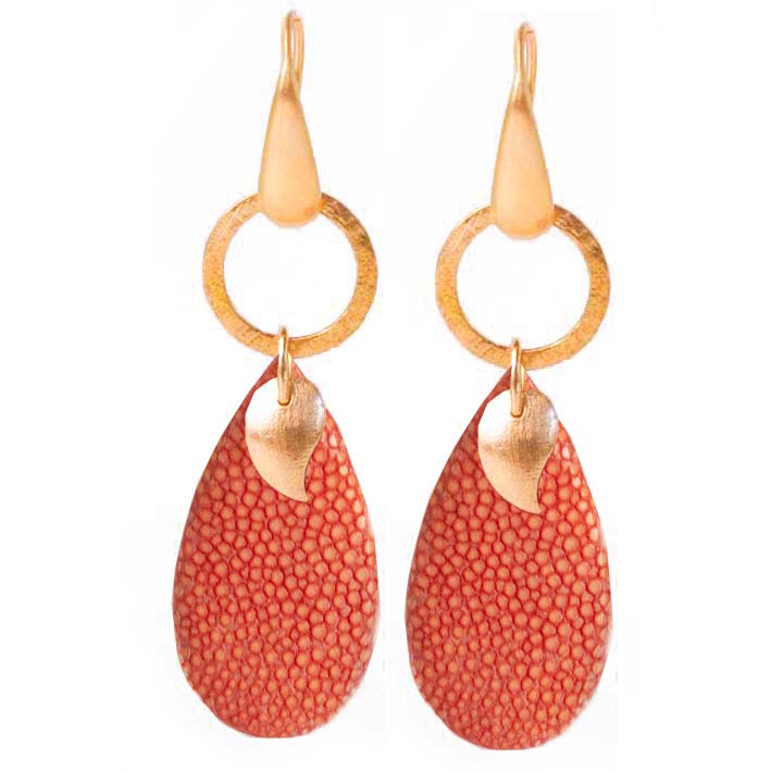 Drop Stingray oorbellen, oranje RI