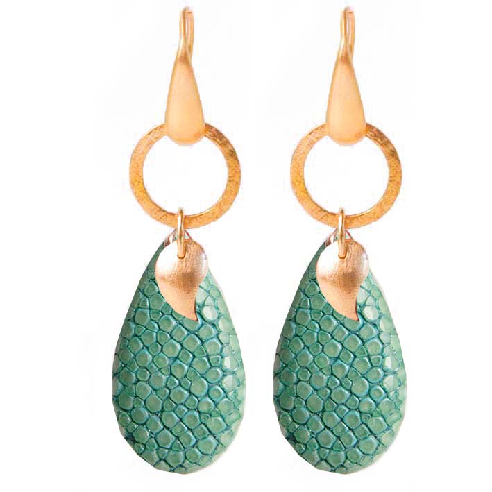 Drop Stingray oorbellen, turquoise RI